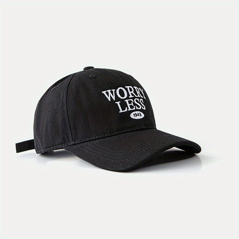 WORRY LESS Embroidery Baseball Cap Solid Casual Couple Dad Hats Unisex
