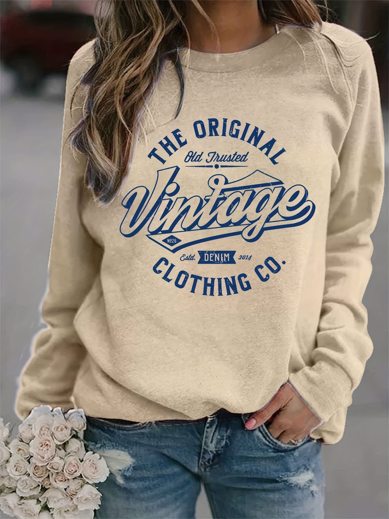 Letter Print Sweatshirt Casual Long Sleeve Crew Neck Sweatshirt