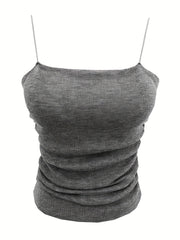 Ruched Spaghetti Strap Sleeveless Cami Top Sexy Summer Women's Clothing