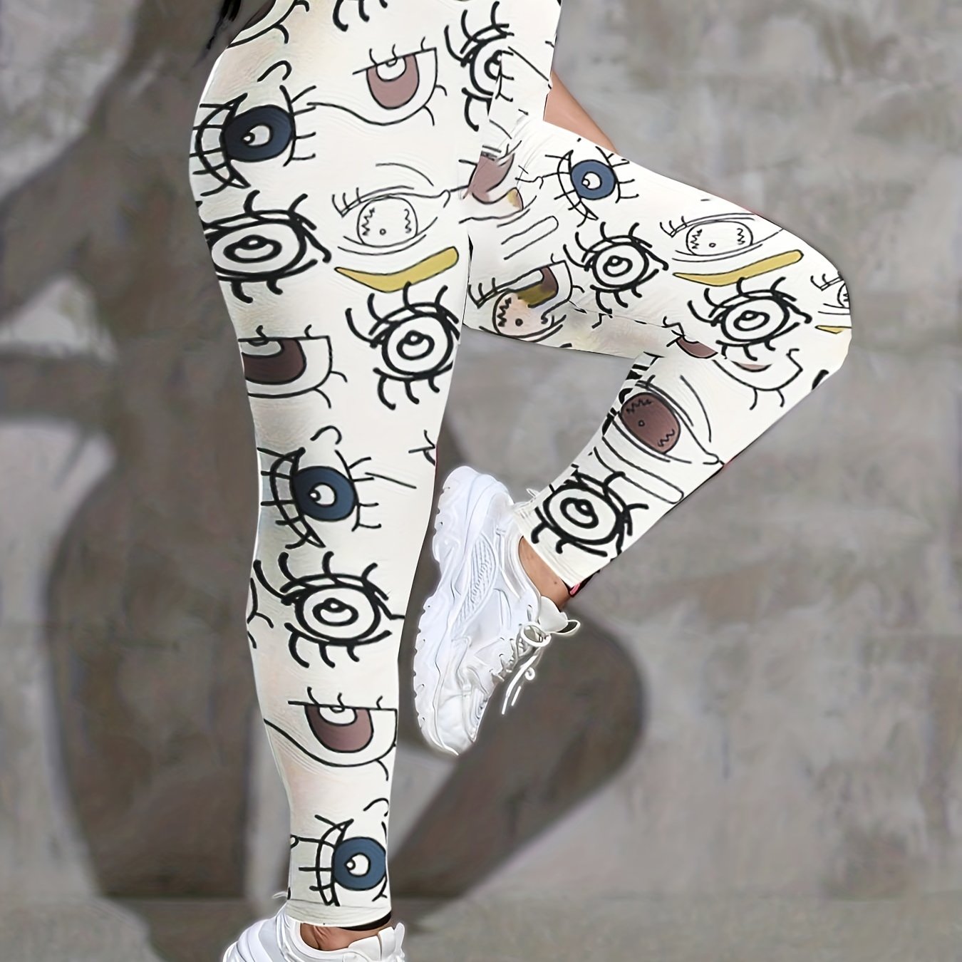 Women's Funny Eyes Print Yoga Leggings
