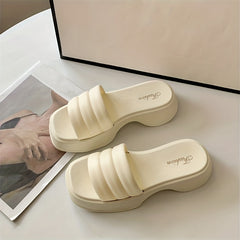 Women's Open Toe Thick Sole Slides Beach Slippers