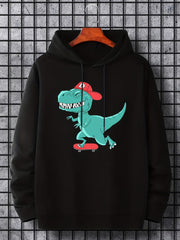 Anime Dinosaur Print Hoodie Men's Graphic Pullover Hooded Sweatshirt