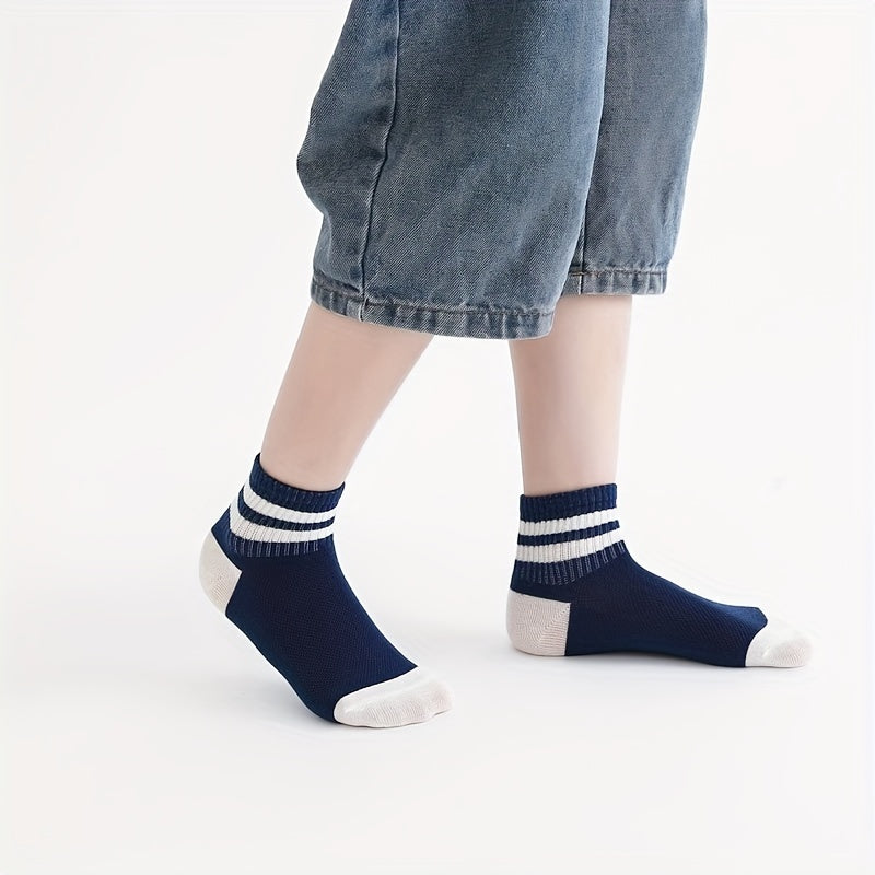 5pairs Baby Boys Girls Letters Boat Socks Thin Cotton Breathable Comfy Short Soc