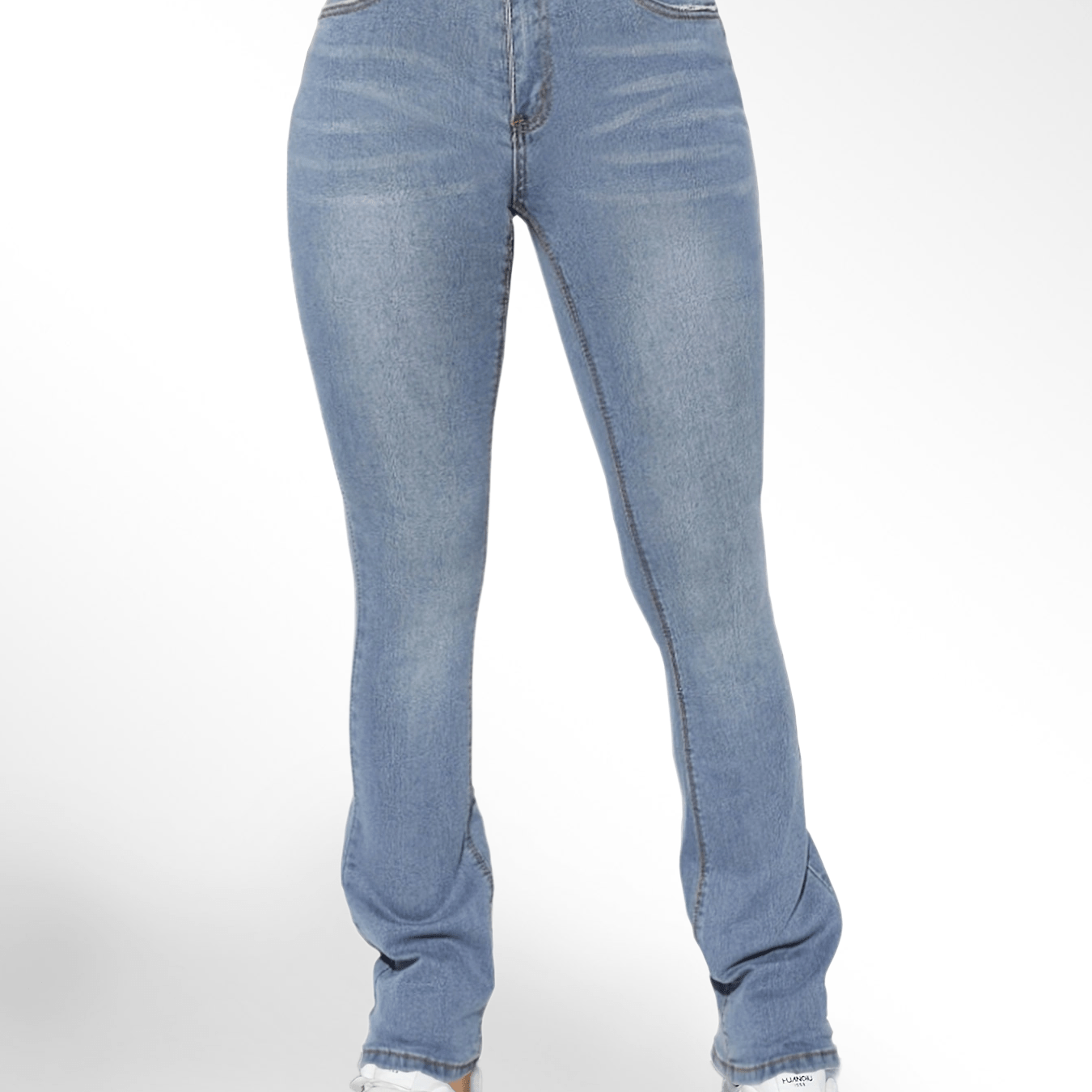 Water Ripple Embossed Bootcut Jeans Medium Causal Stretchy Denim Pants