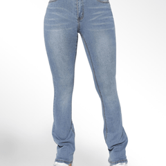 Water Ripple Embossed Bootcut Jeans Medium Causal Stretchy Denim Pants