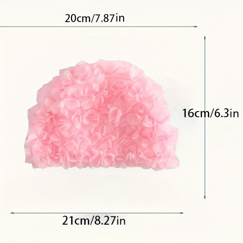 Peach Pink 3D Flower Swim Hat for Women