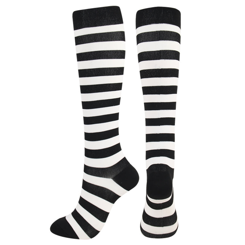 Striped Compression Sports Socks for Outdoor Fitness