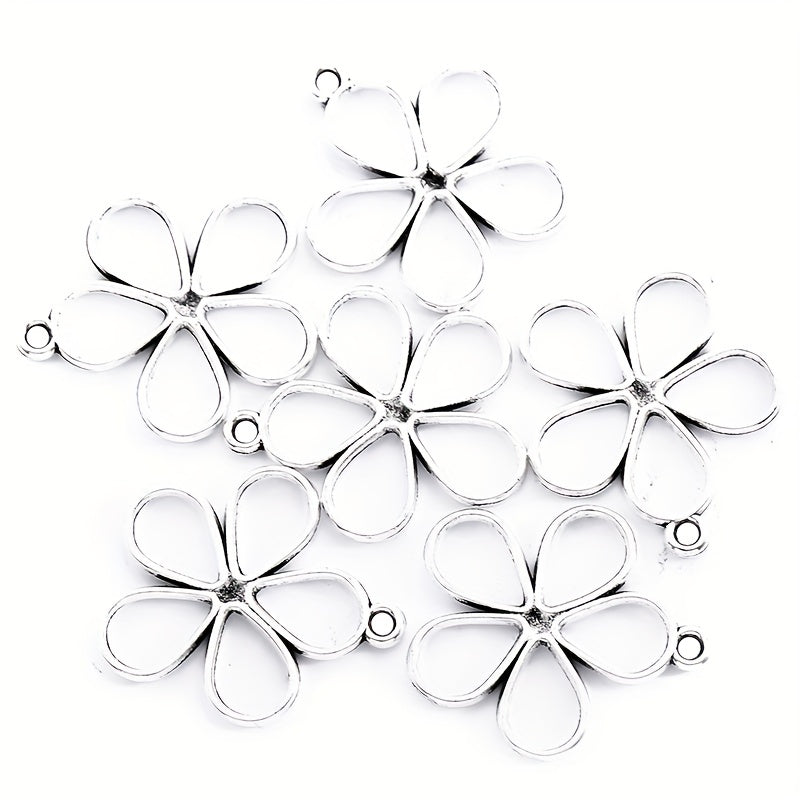 10pcs Hollow Flower Alloy Charm Pendant for DIY Jewelry Making