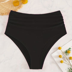 Ruched High Waist Bikini Panty High Rise Beach Bottom