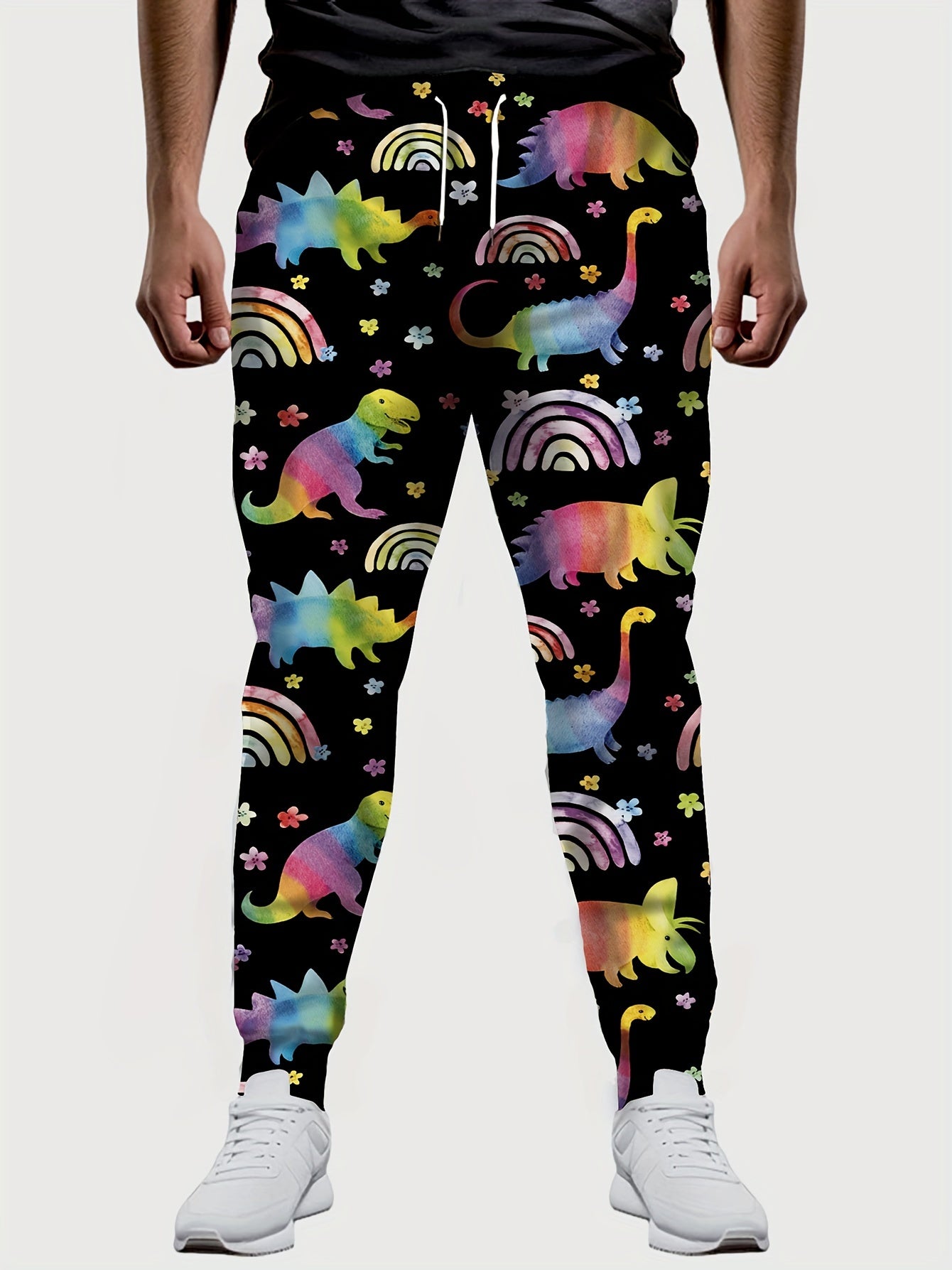 Men's Geometric Print Active Pants Contrast Graphic Casual Pants