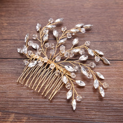 Crystal Flower Bridal Hair Comb with Silver Accents