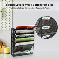 5-Layer Wall-Mounted File Rack Mail Rack Organizer