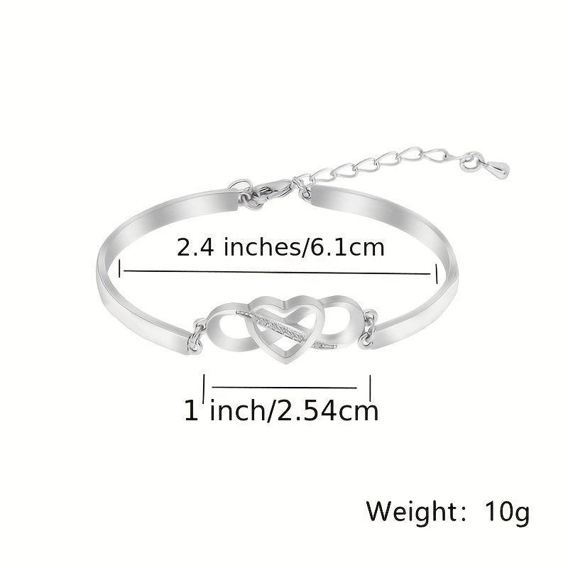 Heart Infinity CZ Bangle Bracelet w/Gift Card