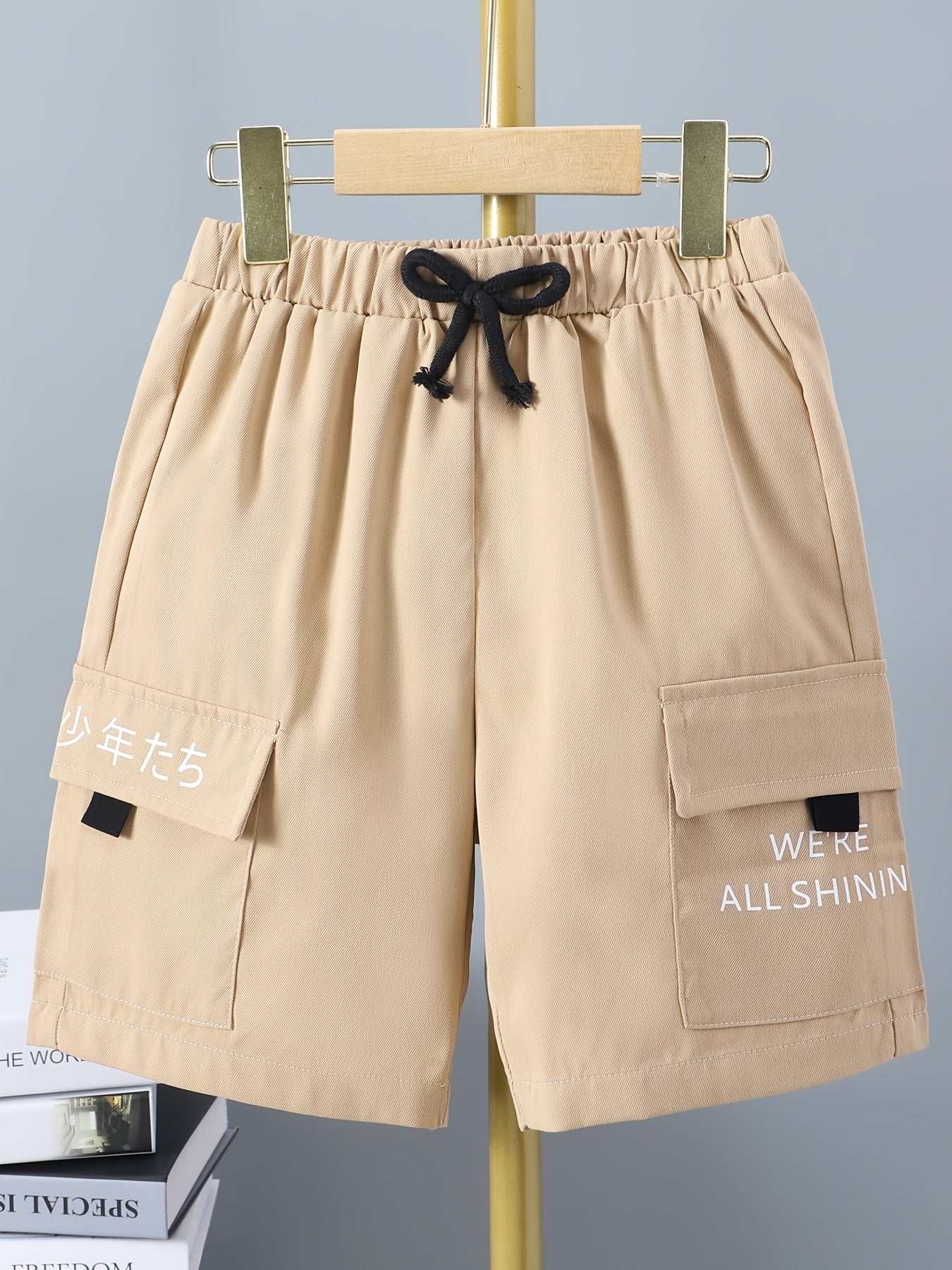 Boys Letter Print Cargo Shorts for Summer
