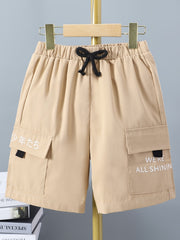 Boys Letter Print Cargo Shorts for Summer