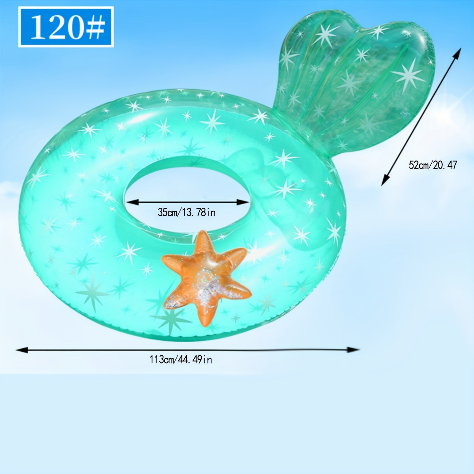 Inflatable Starfish Swimming Ring For Adults, PVC Thickened Floatie