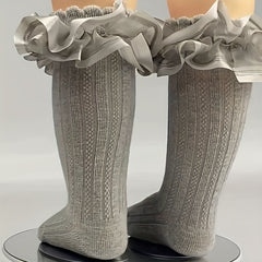 Girls Kids Lace Ruffled Crew Socks Sweet Breathable Comfy Skin-friendly