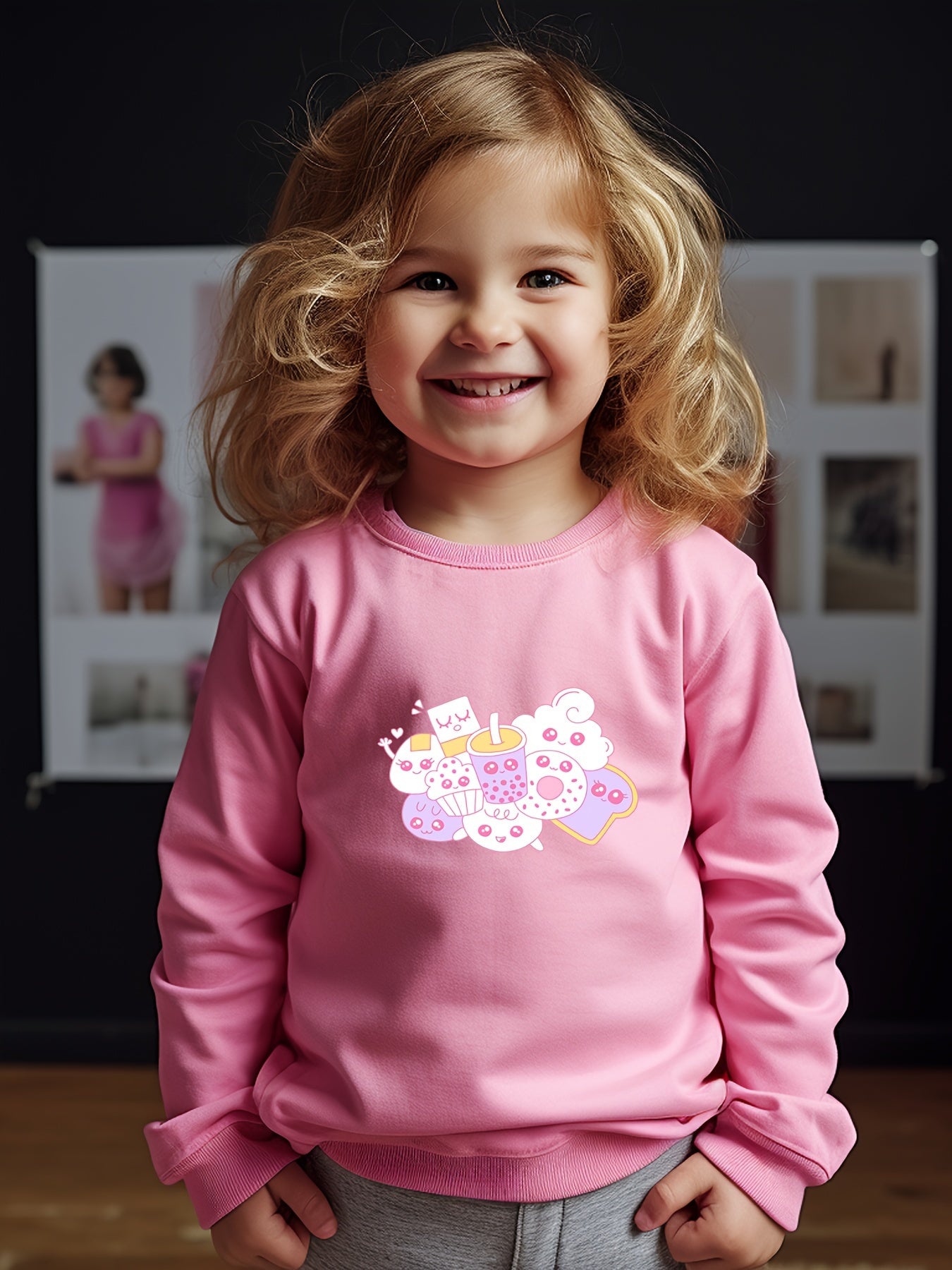 OERYUI Kids Milk Tea Graphic Sweatshirt Comfy Pullover