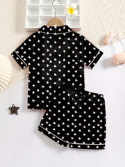 Girls Short Sleeve Satin Pajama Set