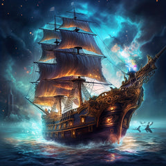 DIY 5D Diamond Painting Sailing Battleships Full Embroidery Kit