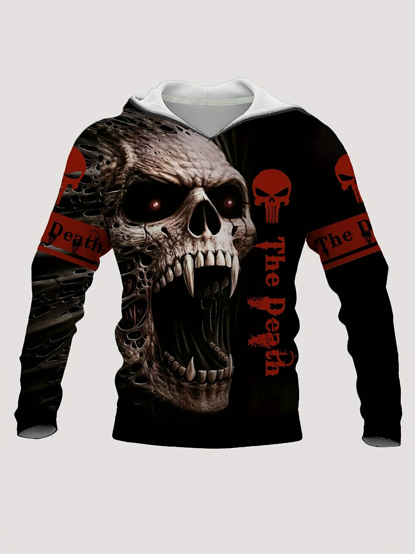Y2K Skull 3D Print Hoodie for Men Graphic Hooded Pullover