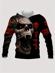 Y2K Skull 3D Print Hoodie for Men Graphic Hooded Pullover