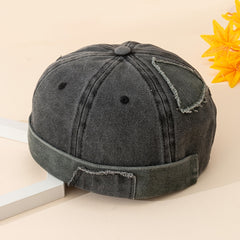 Cotton Sunshade Ripped Distressed Beanie Hat for Men Women