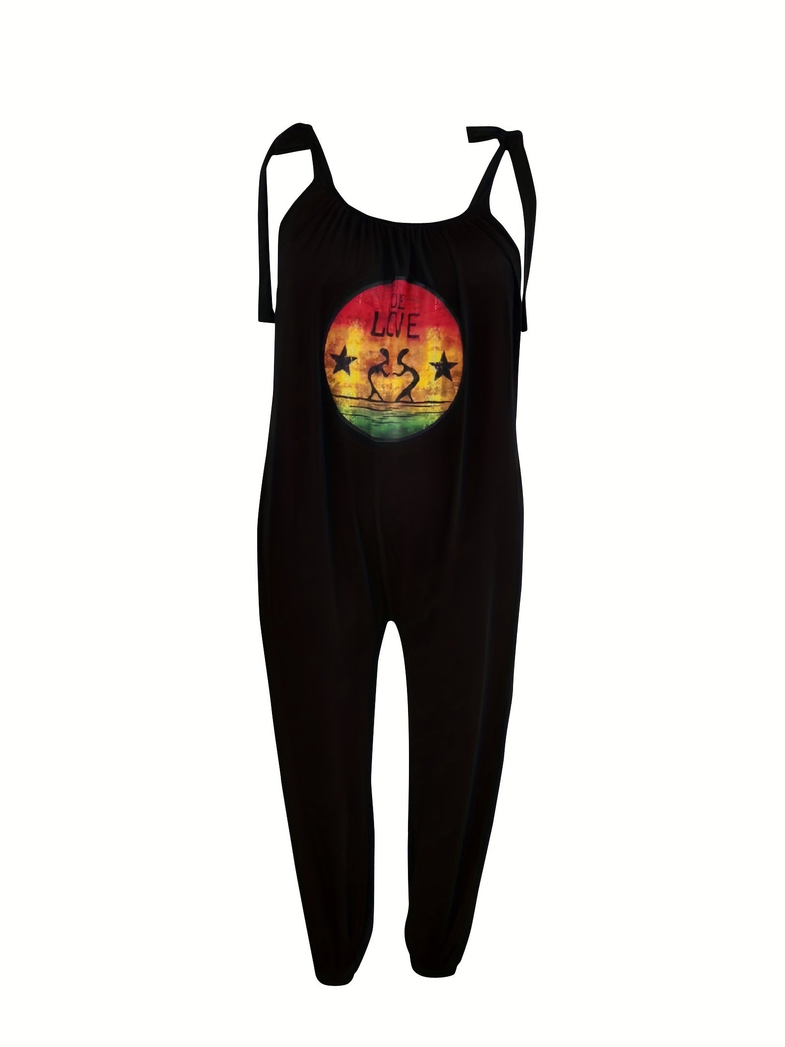 Casual Jumpsuit Letter & Graphic Print Tapered Leg Cami Jumpsuit