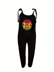 Casual Jumpsuit Letter & Graphic Print Tapered Leg Cami Jumpsuit