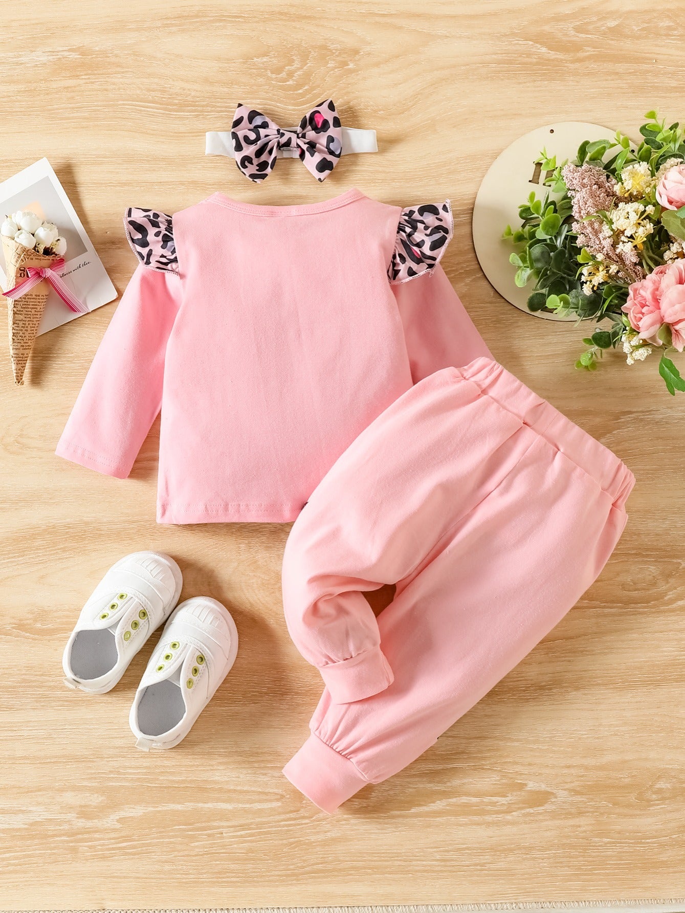 Toddler Newborn Baby Girl Letter Printed Romper Pants Headband 3pcs Set