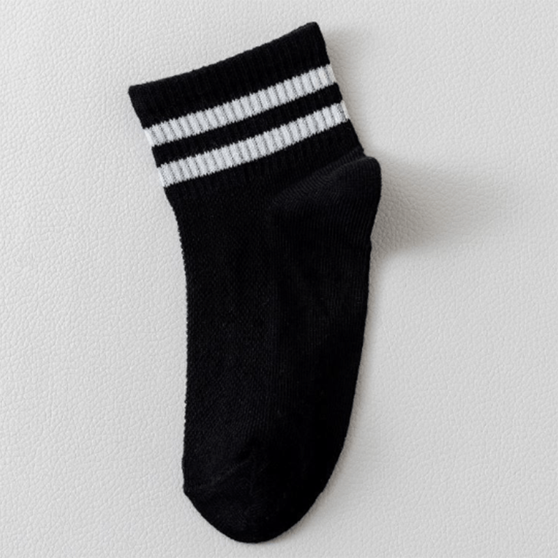 5pairs Kids Striped Breathable Sports Socks For Spring Summer