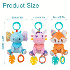 Car Seat Toys for Youngsters 0-6 Months Rattle Crinkle Plush Doll Sensory Toys
