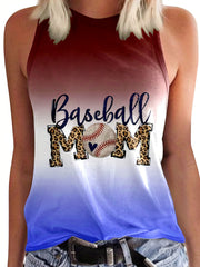 Graphic Print Tank Top Round Neck Casual Sleeveless Stretch