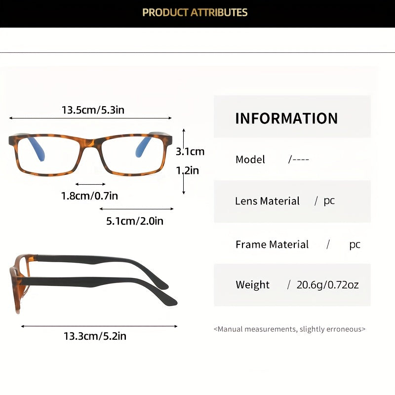 Men's Ultra Clear Spring Hinged Glasses Leopard Frame Light Blocking Glasses