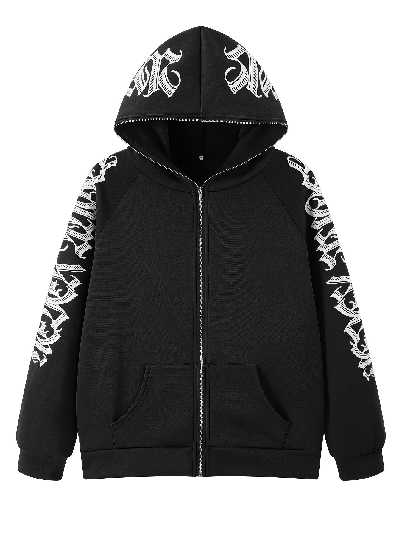 Y2k Sports Top Women's Plus Art Letter Print Zip Up Hooded Sweater
