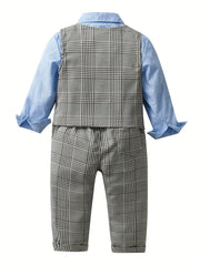 Boys Formal Outfits with Bowtie, Shirt, Pants, Vest