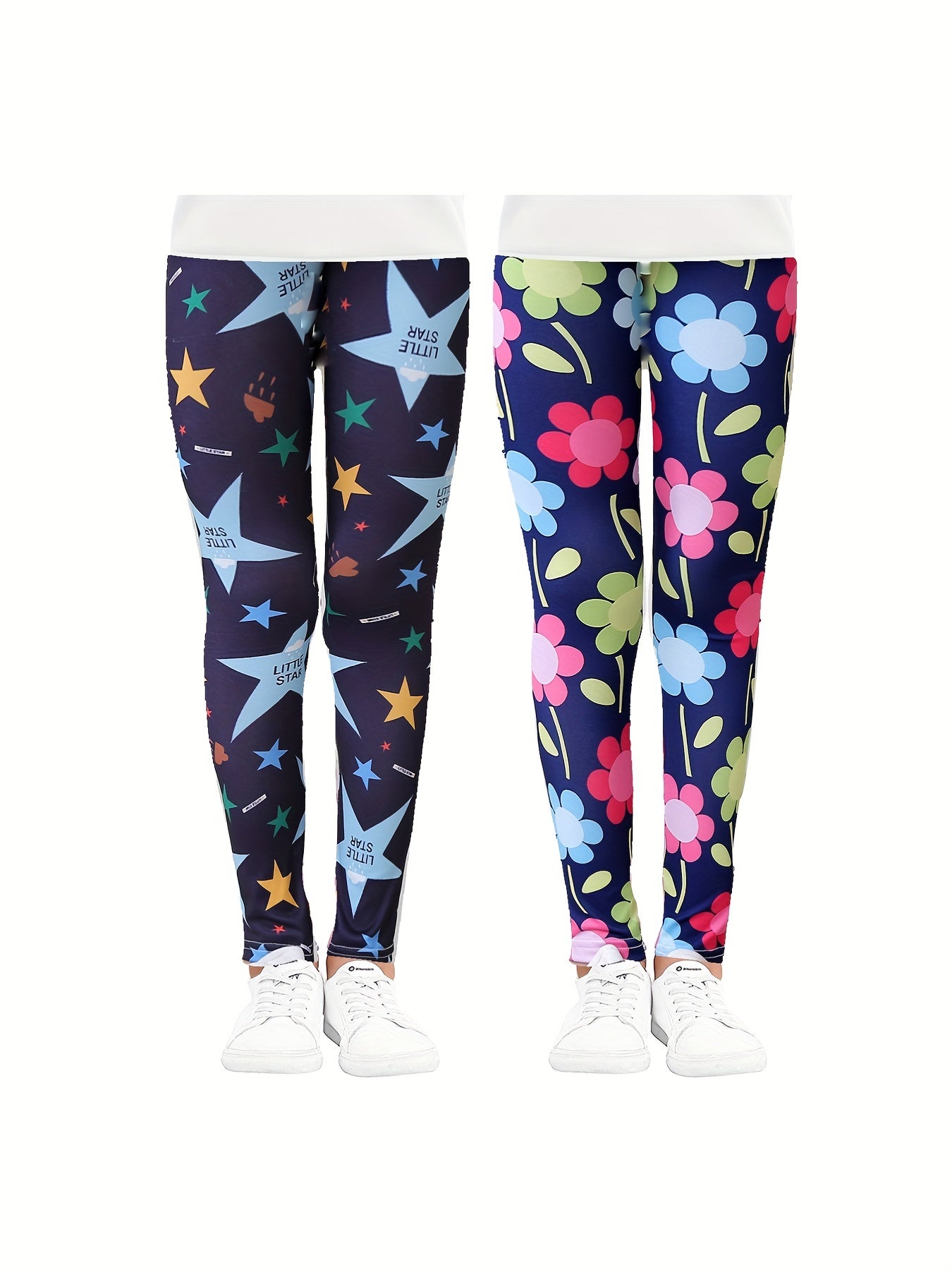 2pcs Girls Pattern Print Anti Mosquito Leggings Set