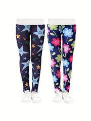 2pcs Girls Pattern Print Anti Mosquito Leggings Set