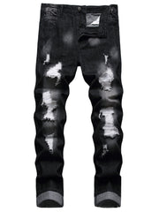 Slim Fit Ripped Jeans Men Casual Street Style Distressed Denim Pants