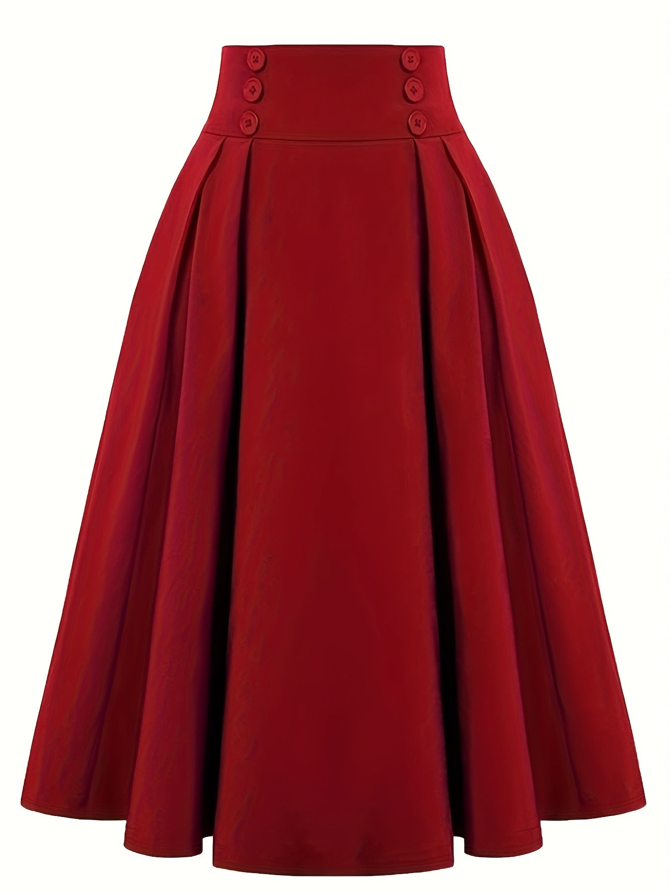 Vintage Button Front High Waist Pleated Skirt