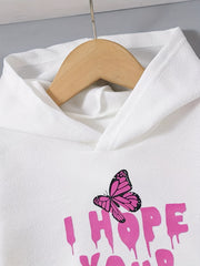 Girls' Butterfly Graphic Hooded Sweatshirt Long Sleeve Casual Comfort Fit