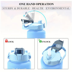 Large Capacity Gradient Sports Water Bottle with Straw