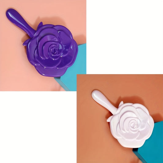 Vintage 3D Rose Shape Hand Mirror Makeup Beauty Mirror Portable Travel Mirror