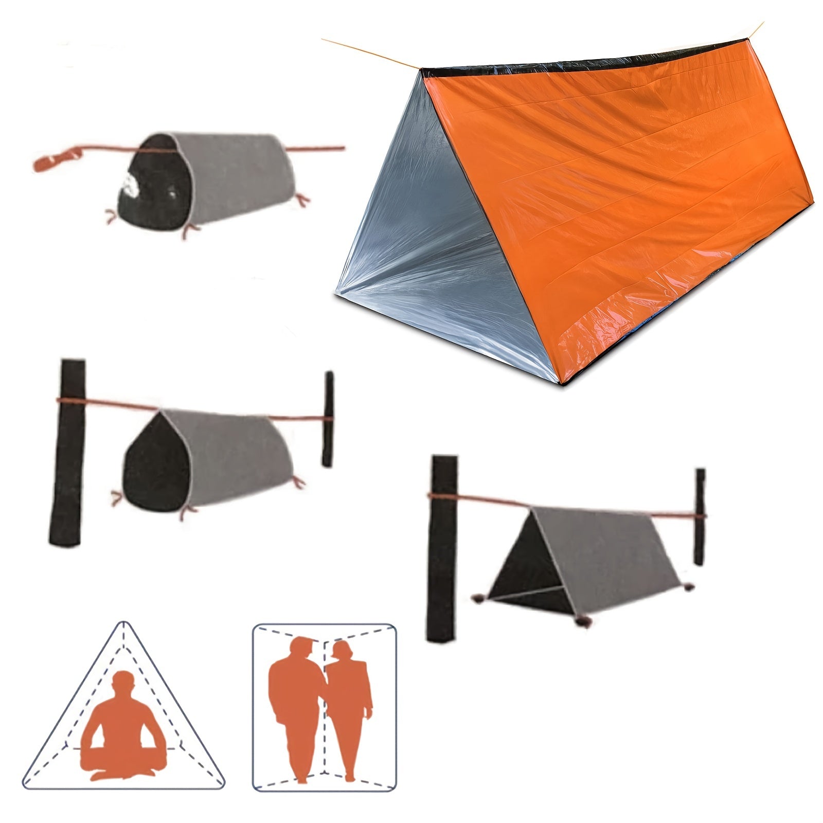 8pcs Emergency Tent Sleeping Bag & Raincoat Portable First Aid Blanket