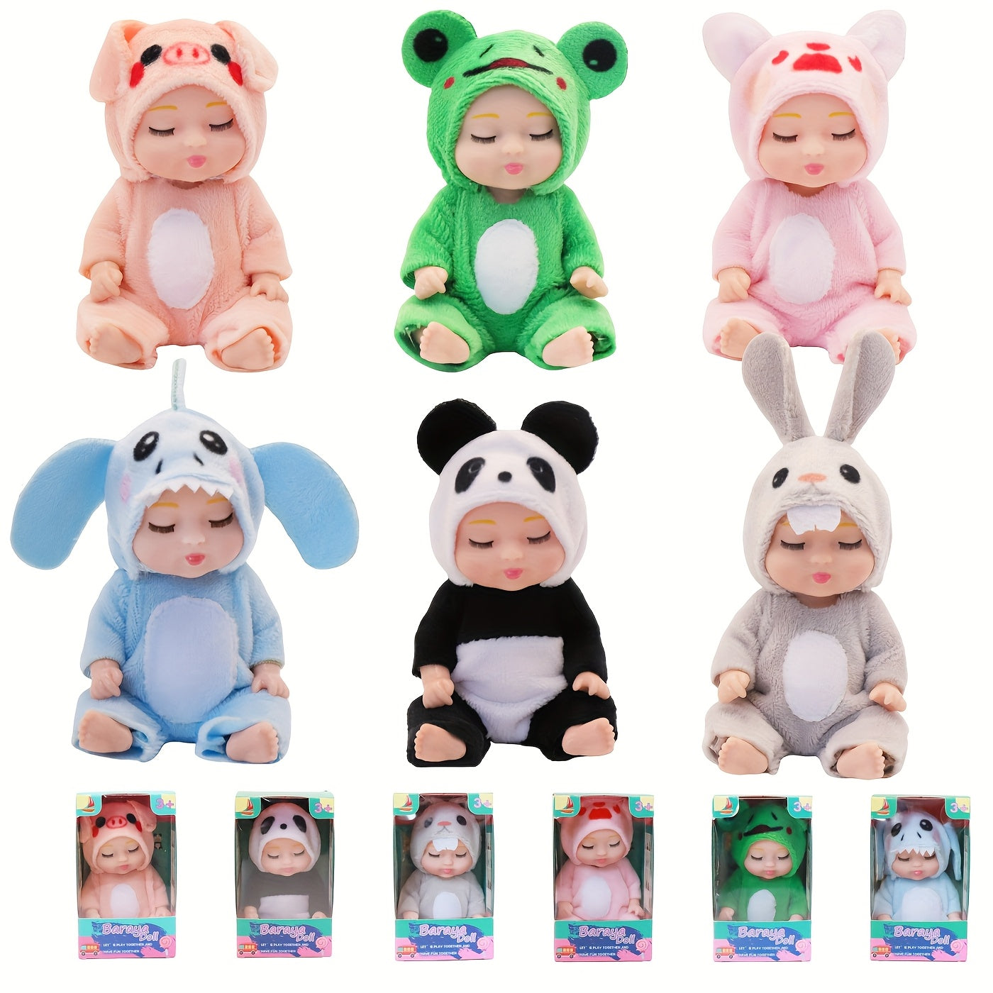 6pcs Mini Reborn Baby Dolls 4 Inch Realistic Toddler Playset Kids Ideal
