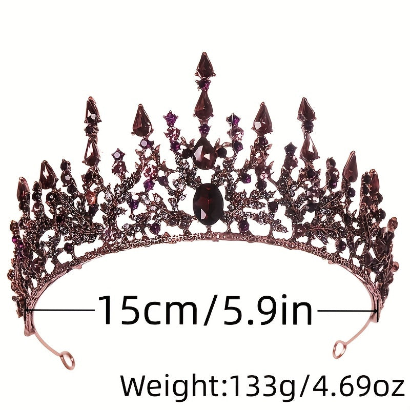 Purple Vintage Rhinestone Bridal Crown Tiara Wedding Headpiece