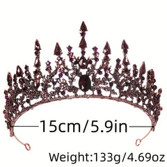 Purple Vintage Rhinestone Bridal Crown Tiara Wedding Headpiece
