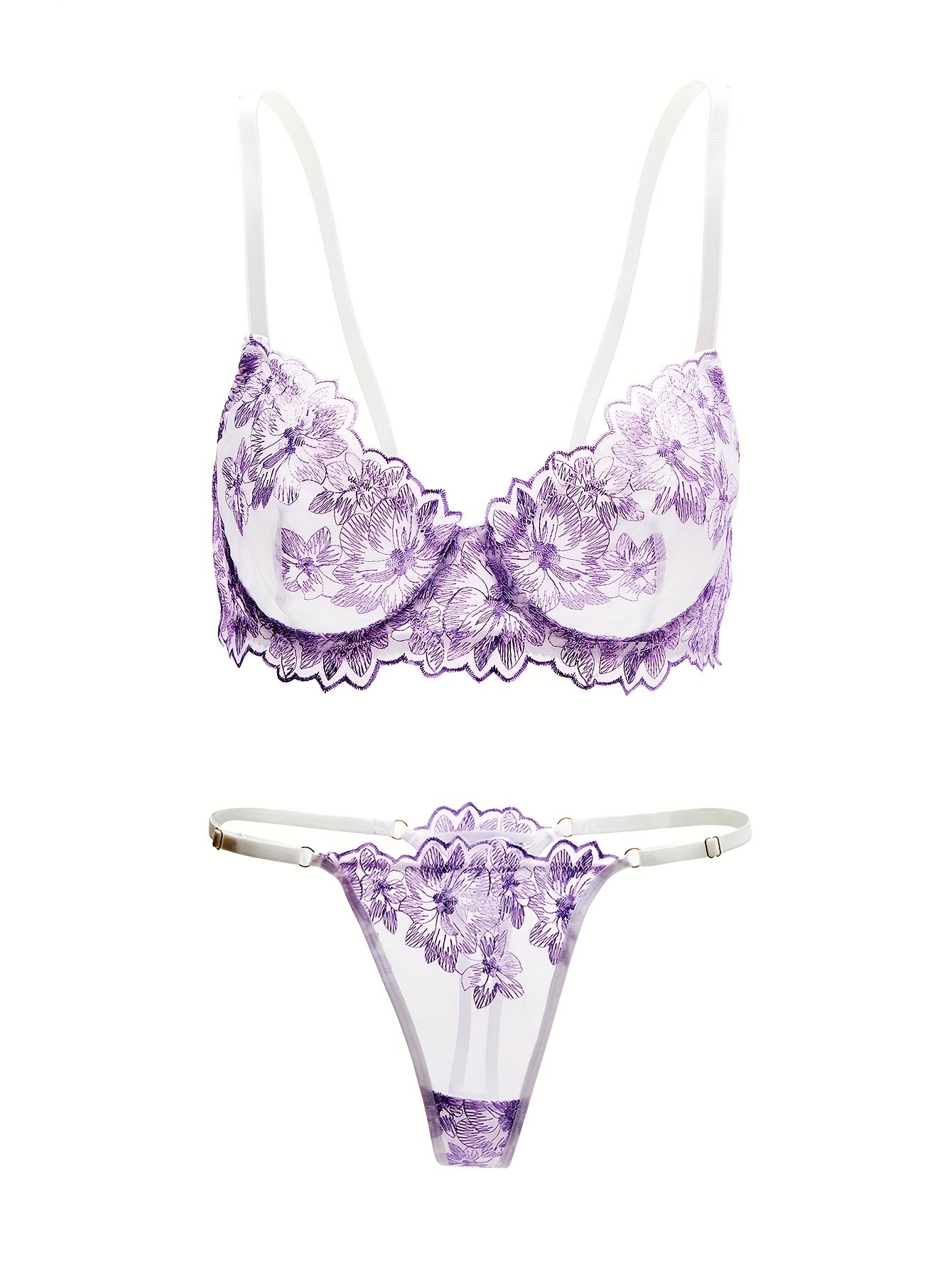 Floral Bra & Panties Lingerie Set Women's Underwear