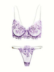 Floral Bra & Panties Lingerie Set Women's Underwear