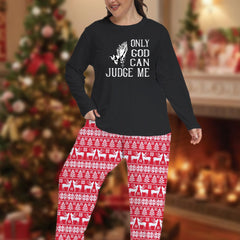 Christmas Pajama Set Letter & Elk Long Sleeve T shirt & Pants